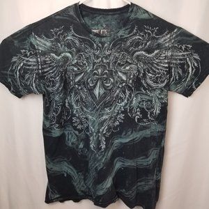 Affliction Shirt Black/Green/White XL